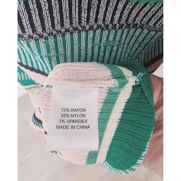 Tuckernuck Stevie Knit Sweater Color Blocked Striped V-Neck Ribbed Midi Dress S - Picture 12 of 12